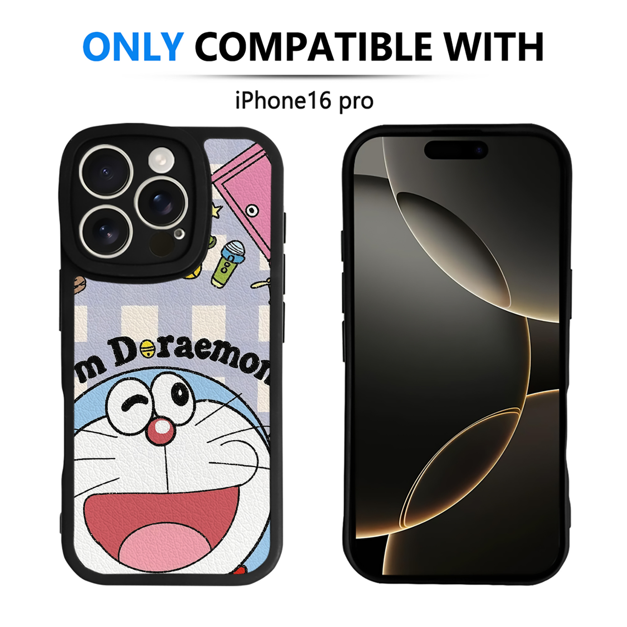 （画像用） ドラえもん Doraemon 【iPhone 16シリーズ対応】シリコンスマホケース（レザー調） 材質：シリコン